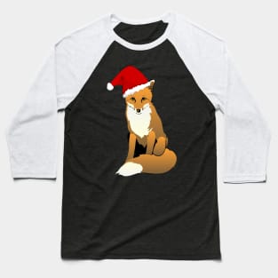 Christmas Fox, Foxy Santa, Christmas Animal, Christmas Fox, Santa Hat, Funny Fox Baseball T-Shirt